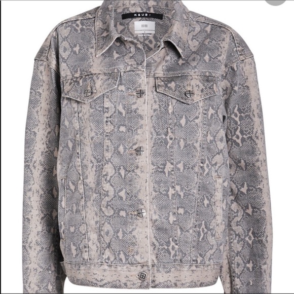 Ksubi Kobra Oversized Jacket Neutral Washed Snakeskin Denim Beige/Python - Picture 2 of 13